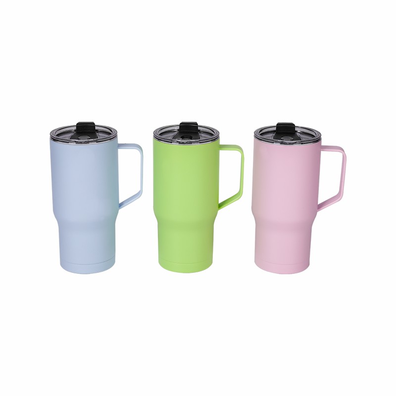 Vaso térmico con mango de doble capa de acero inoxidable 304, aislado al vacío para viaje, capacidad de 24 oz (700 ml)