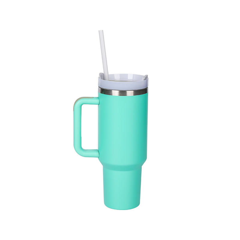 Taza de agua para coche de viaje de acero inoxidable con aislamiento al vacío de acero inoxidable de 40oz con mango